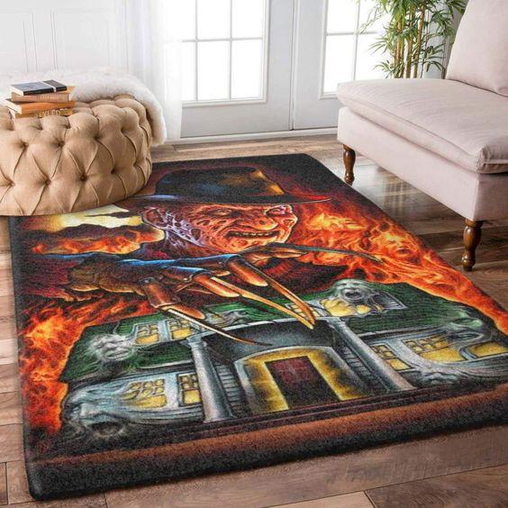 Коврик Викка, прямоугольный ковер, коврик с узором тыквы, ковер на Хэллоуин, подарок любовнику, милый коврик, коврик ужасов