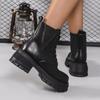 Модные женские армейские ботинки в стиле панк на толстом каблуке, черные ботильоны на платформе из искусственной кожи, женские нескользящие мотоциклетные ботинки с толстой подошвой