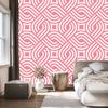 Wallpaper Geometric Pattern Coral and White for Living Room and Bedroom 50x1000