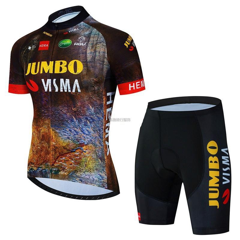 Jumbo-Visma Cycling Jersey Set Short Sleeve Mountain Road Bike Apparel Breathable Quick-Dry Unisex
