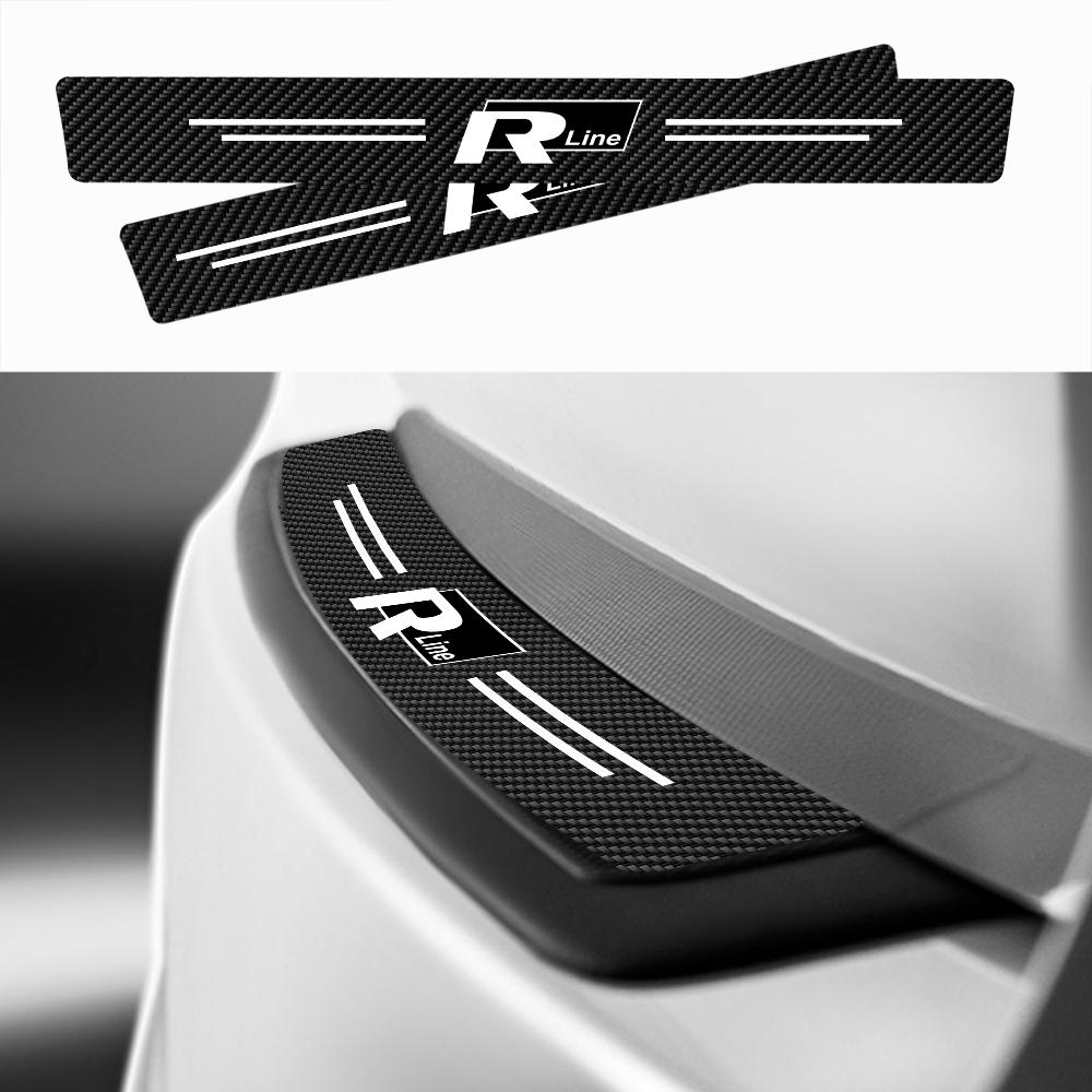 4PCS Car Door Sill Protector Plate PU Leather Carbon Fiber Threshold Anti-Scratch Bumper Car Sticker for VW Rline Golf Beetle B6 zk2