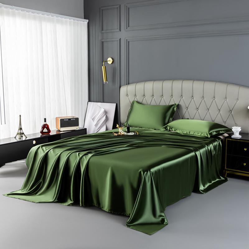 Luxury Natural Mulberry Silk Double Bed Sheet Set Stain High-End King Size Bedsheet Sets Home Solid Color Soft Smooth Bed Cover