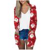 Christmas Women's Fashion Casual Printed Long Sleeve Mid-Length Cardigan Jacket