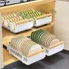 Bowl Dish Storage Rack Large Capacity with Adhesive Rail Pull Out Sliding Drawer Cabinet Organizer