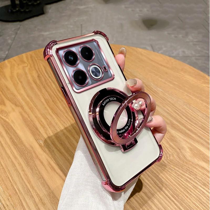 Luxury Shockproof Magnetic Bracket for Magsafe Case for Infinix Smart 9 8 7 Plus Smart9 Hot 50i 50 I Hot50i With Holder Cover