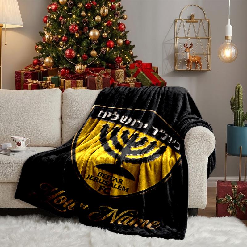 Custom Name Jerusalem Fc Logo Design Blanket Bedding Blanket for Women Men, Soft Throw Blankets for Couch,Bed, picnic, Christmas gifts