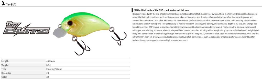 OSP Blitz Tiny 46 mm 6.5 grams Floating Lure P-07 (7508)