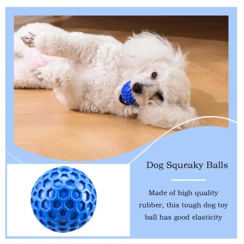 Игрушки для собак Hexa Bite Squeaky Chew Interactive Ball – Сотовая текстура для чистки зубов со скрипом и отскоком для игры щенка