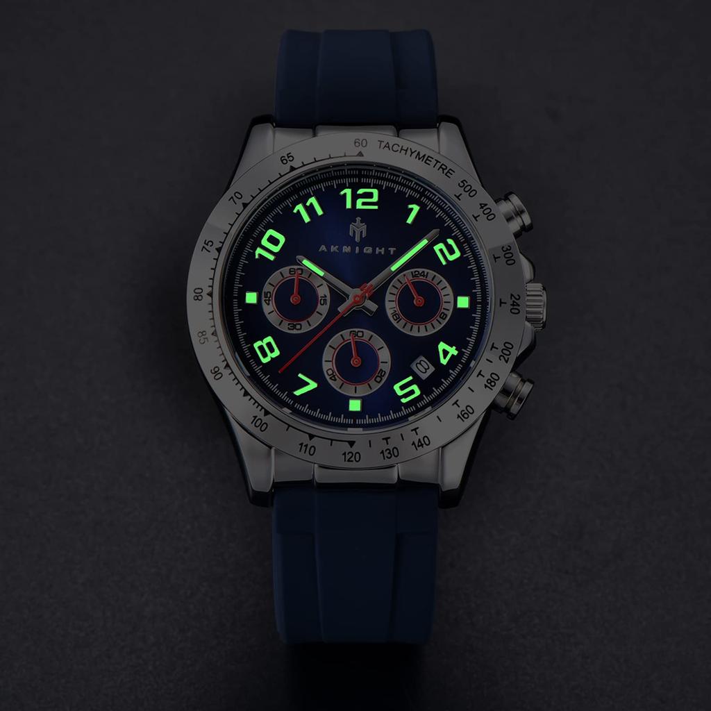 Часы-хронограф, водонепроницаемые аналоговые кварцевые часы, светящийся силиконовый циферблат с датой, спортивные, повседневные, модные, деловые часы, элегантный подарок для [AKNIGHT]