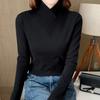Женский топ с высоким воротником и длинным рукавом, облегающий мягкий эластичный пуловер