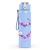 1PC Purple Heart Flower Wreath Pattern 750ml Color Plastic Sports Water Bottle Leakproof Flip Straw Lid Suitable for Sports Office Home Use