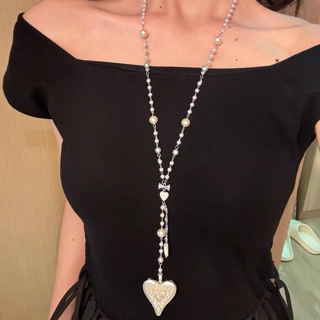 Ожерелье с черным бисерным крестом в готическом стиле Y2K и аксессуар к толстовке для крутой девушки