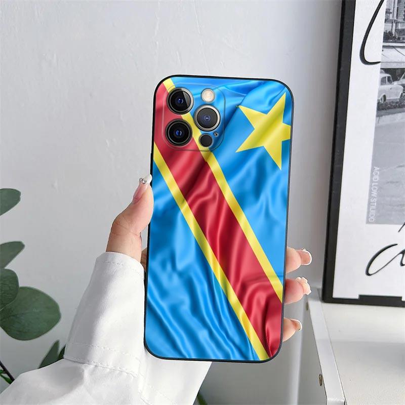 Чехол для телефона Флаг Демократической Республики Конго для iPhone 11 15 Pro Max Чехол Coque 14 Plus 13 Pro 12 11 X XS XR 7 8 SE Мягкий чехол из ТПУ