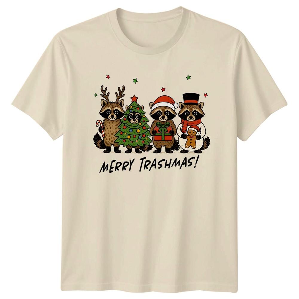 Merry Trashmas Christmas Raccoons Holiday Unisexs Unisexs Graphic Tee Shirt