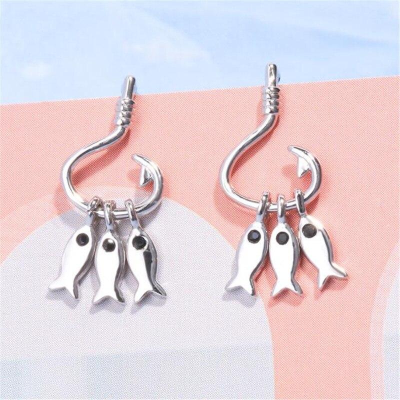 New Original Creative 925 Sterling Silver Hook Three Fish Stud Earrings For Women Girl Piercing Earings Jewelry E416