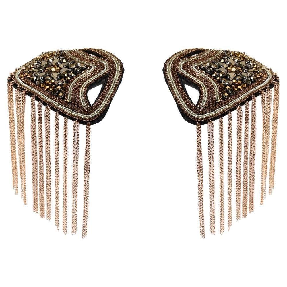 1PC Beaded Decoration Tassel Epaulette Sparkling Shoulder Brooch Pin Clothing Decoration