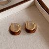 Amber Coffee French Retro Luxury Earrings - Women's Elegant Studs with Niche Design