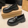 2024 осень и зима новые туфли из толстой подошвы из натуральной кожи женская ретро универсальная юбка японские мокасины jk туфли из лакированной кожи