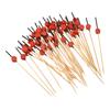 Cocktail Toothpicks 100Pcs Bamboo Red Flat Round Long Fruit Stick Decorative Cocktail Skewers Picks for Drinks Appetizer Fruits