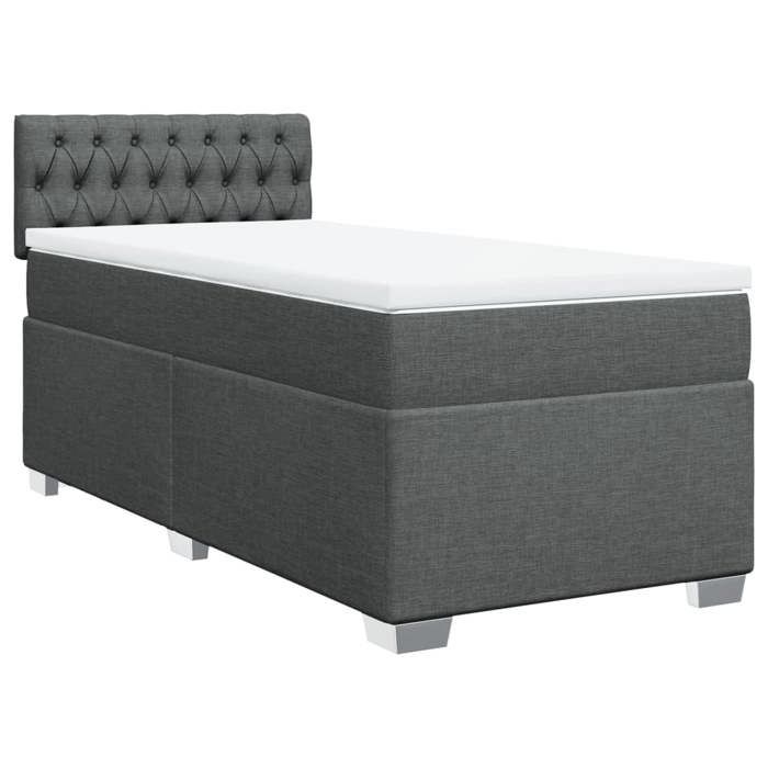 Maison Exclusive - Sommier à lattes de lit avec matelas Gris foncé 80x200 cm Tissu