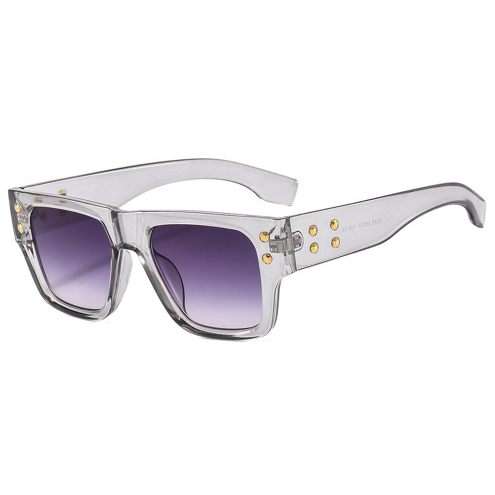 2023 Custom Good Price Ladies Sunglasses Men Large square Vintage Retro Rivet Rectangle Sunglasses