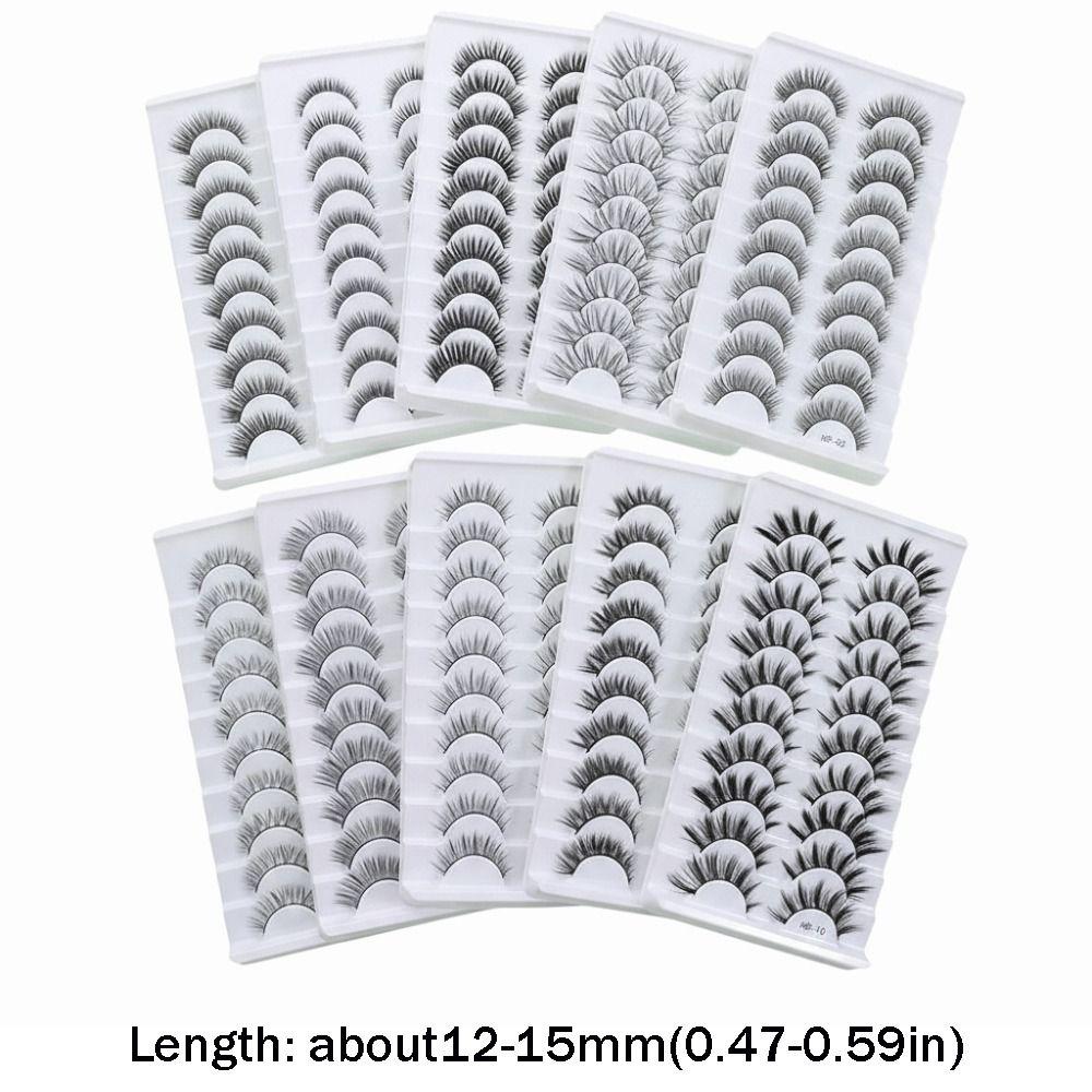 10 Pairs Natural Long False Eyelashes Fluffy Manga Lashes Fake Lashes  Eye Makeup Tool