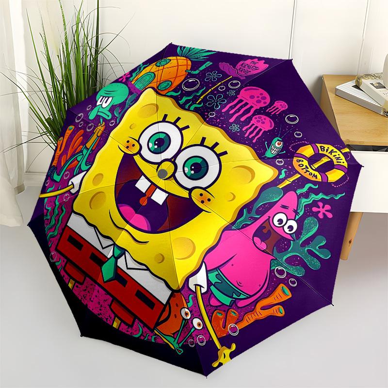 1pc SpongeBob SquarePants Umbrella with Plastic Handle,Suitable for All Seasons Home Travel Outdoor UmbrellaM1379
