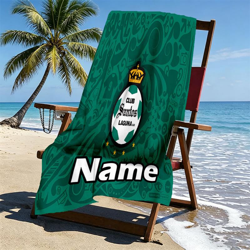 Custom Name Personalized Club Santos Laguna Print Beach Towel, for Trip Camping Beach Party Home Decor, Birthday Gift for Family & Friends