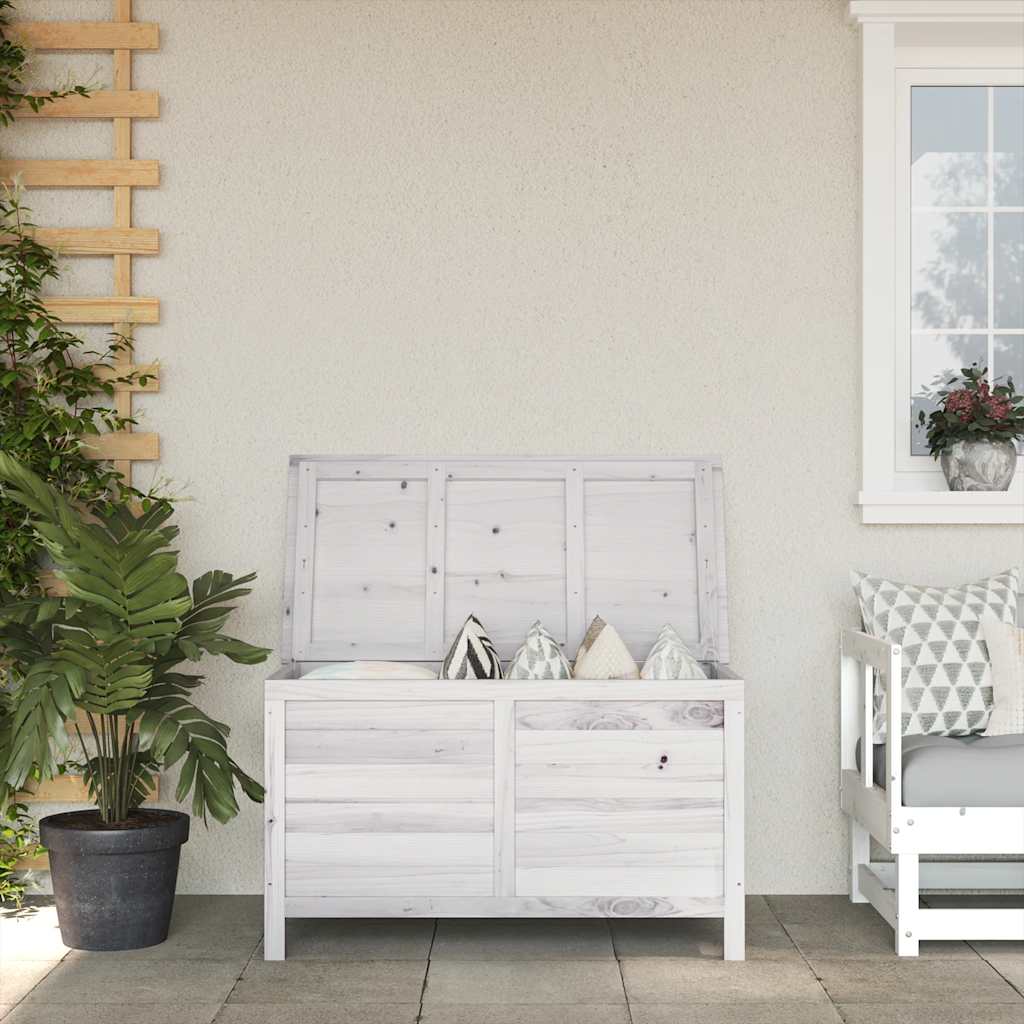 Garden Chest White 99 x 49.5 x 58.5 cm Solid Pine Wood White