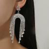 Temperament Luxury Long Leaf Earrings Shiny Diamond Earrings Elegant Trend Earrings Jewelry Women's Earrings