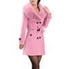 Womens Winter Lapel Wool Coat Trench Jacket Long Sleeve Overcoat Outwear 