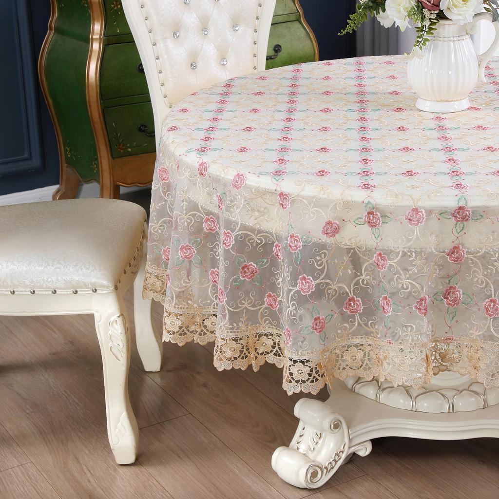 New Lace Tablecloth Glass Yarn High Needle Embroidery Flower Placemat TV Cabinet Household Fabrics Decorative Tablecloth