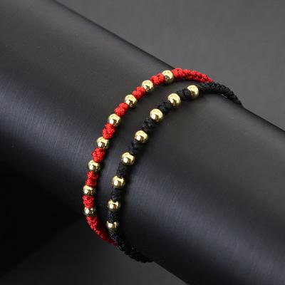 Lucky Red Rope Женская ручная плетеная веревка для рук Простой маленький золотой бисерный браслет на запястье Подарок дружбе