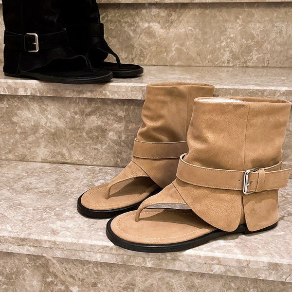 2025 новые супер огонь сандалии-елочка с открытым носком римские сандалии Spice Girl нишевые ботинки Мартин локомотивные крутые ботинки на плоской подошве женская обувь