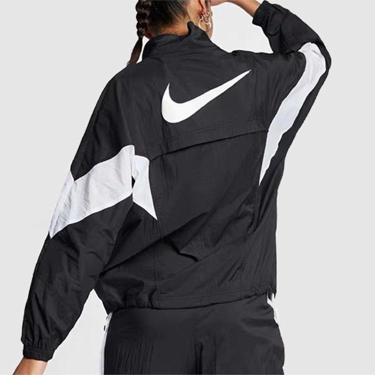 Nike Повседневная спортивная куртка с воротником-стойкой, женская куртка, черно-белая, CN6918-010
