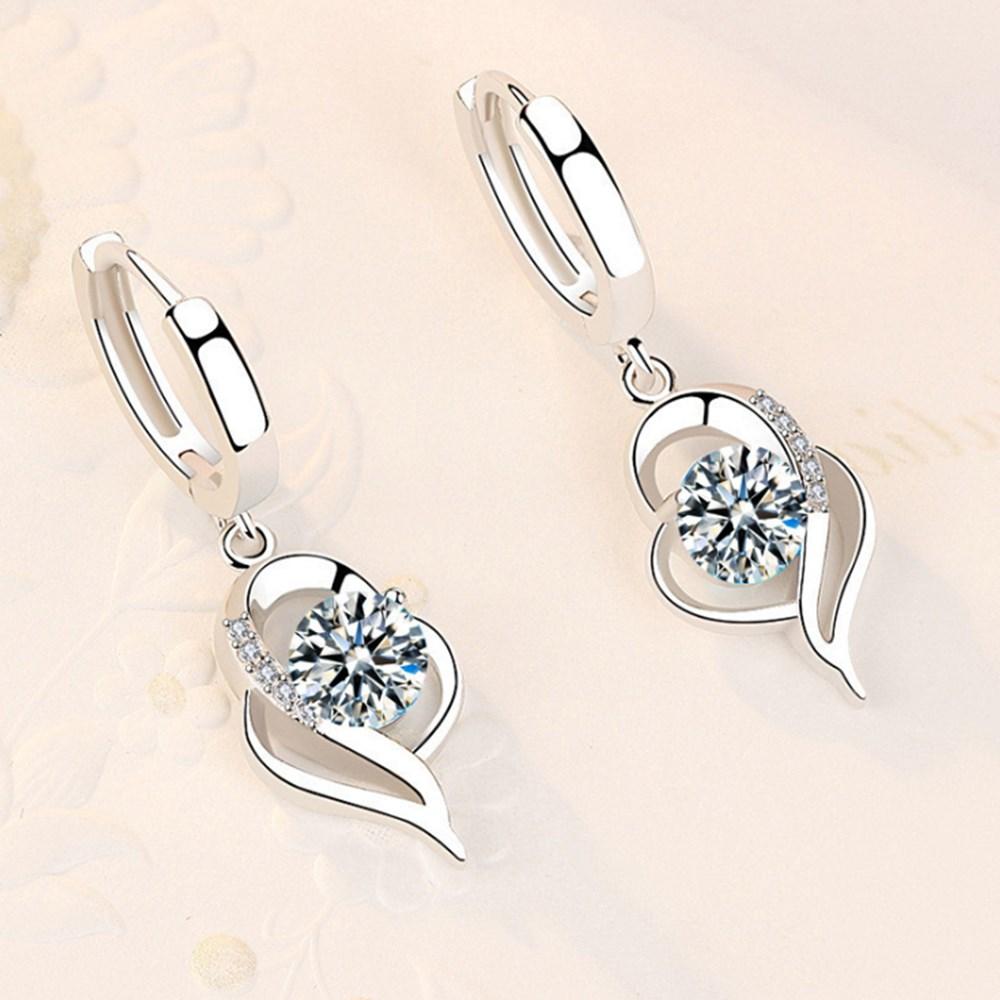 925 Sterling Silver Woman Fashion Jewelry High Quality Blue Pink White Purple Crystal ZirconSelling Earrings