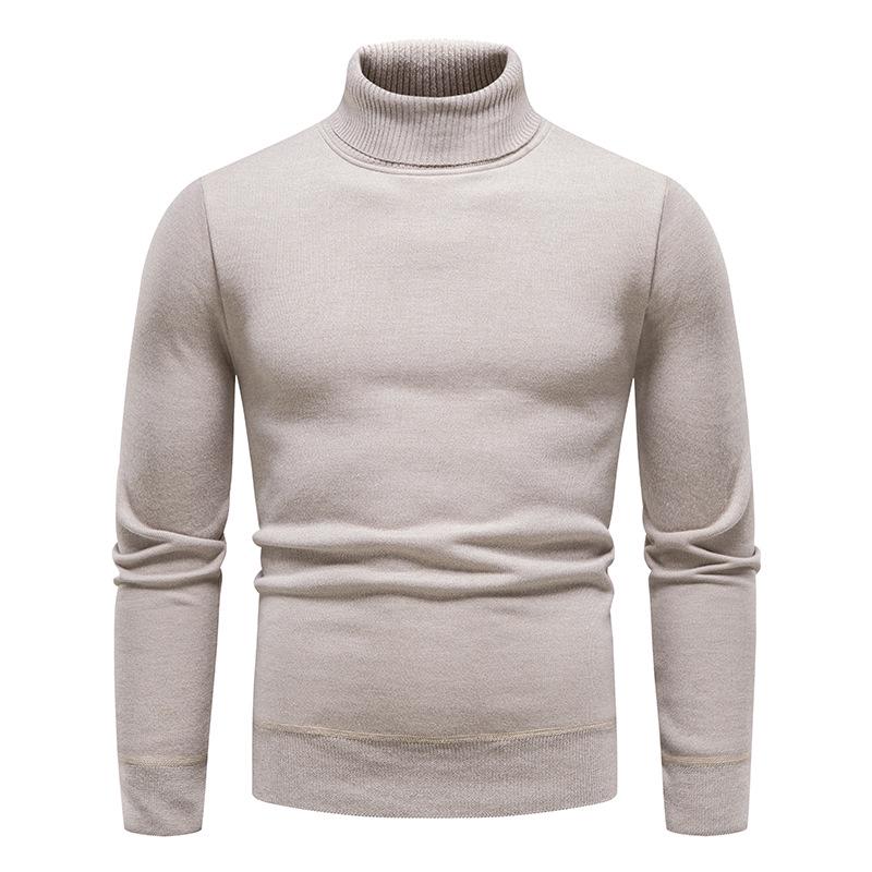Men's Thick Knitted High-Neck Fleece Pullover Sweater - Autumn & Winter Casual Style