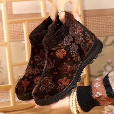 Зимние теплые хлопковые туфли для пожилой бабушки, старые северные тканевые туфли, женские бархатные туфли для мамы, утолщенная нескользящая холодостойкая мягкая подошва