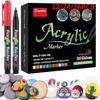 Acrylic Pen Acrylic Paint Brush Marker Pens for Fabric Canvas Art Rock Painting Stone Card Making Metal and Ceramics12/24/36 Colors