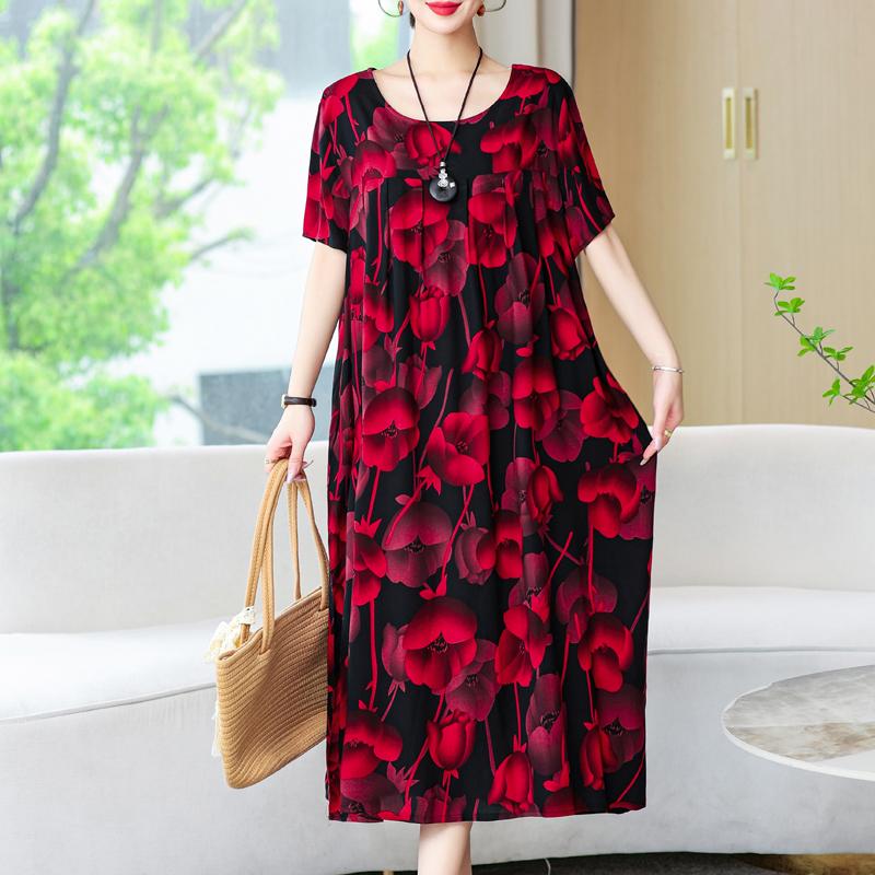 Женские свободные платья, элегантное повседневное летнее платье больших размеров с коротким рукавом, длинное платье больших размеров, женская винтажная одежда