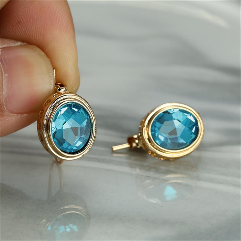 Винтажные синие овальные серьги-капли, женские элегантные свадебные банкетные украшения, подарки, серьги для помолвки и вечеринки