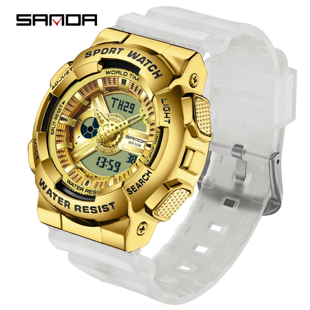 SANDA новая пара 9004/3137 Fantasy красочные мужские и женские часы модные трендовые часы с двойным дисплеем уличные часы с ночным светом