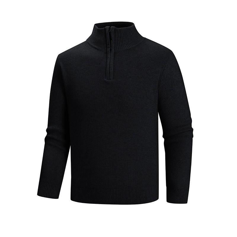 Mens Slim Fit High Neck Half-Zip Knit Sweater Solid Color Casual Winter Warm Pullover Young Adults