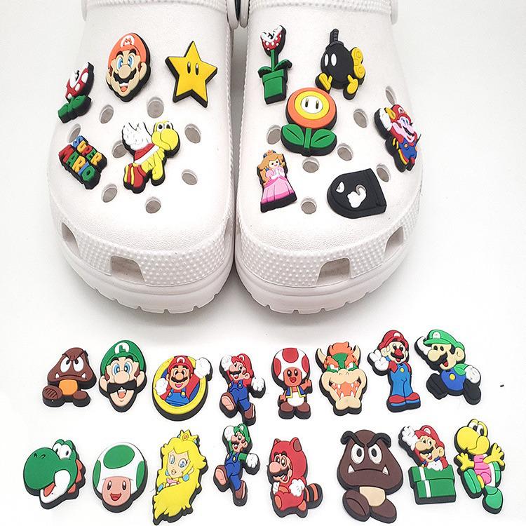 Набор из 27 подвесок для обуви Crocs Super Mario - Мультяшные декоративные пряжки для DIY садовых ботинок