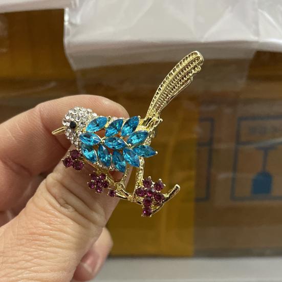 Chinese Style Brooch Pin Sparkling Rhinestones Magpies Bird Shape Lapel Pin Suit Coat Dress Jewelry Gift