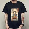 New Fashion Summer Mens T Shirt Casual Short Sleeve Samurai Cat Print Anime Tshirt Men Women Japanese Neko Sushi Wave Tops