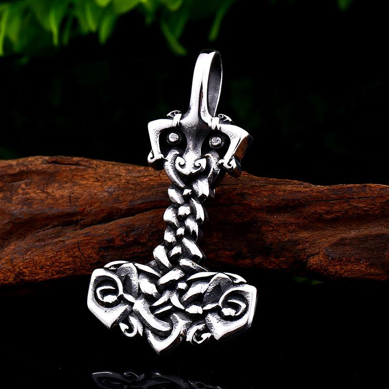 BEIER thor's hammer mjolnir pendant necklace viking scandinavian norse viking necklace with stainless steel chain BP8-384