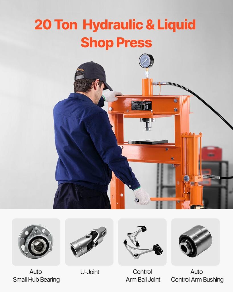 20 T Hydraulic Shop Press Hydraulic Press with Press Plate for Bending