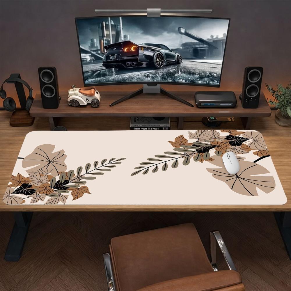 Fashionable Simple Retro Browntoned Leaf And Branch Pattern Desk Accessories Alfombrillas Para Escritorio Tapis De Souris