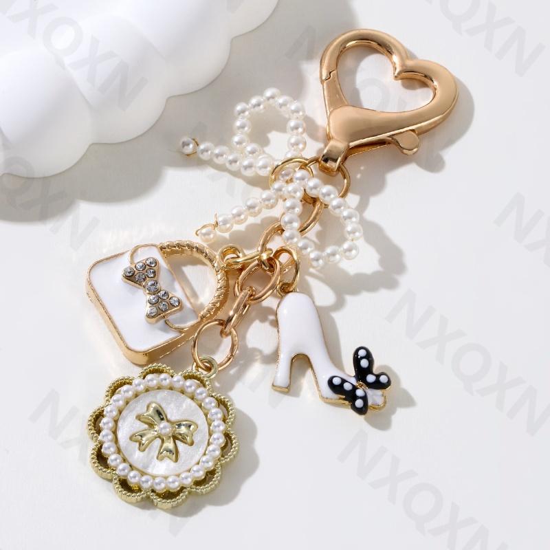 Милая круглая сумочка с бантом, эмалевый брелок с цветком, элегантный брелок-сердечко для женщин, девочек, ручная работа, хороший подарок, DIY украшение